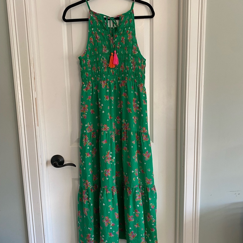 THML Green Floral Smocked Maxi Tiered Sundress - Picture 9 of 12
